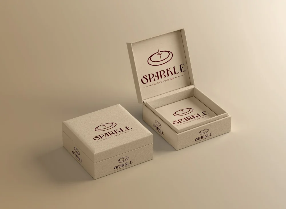 Sparkle logo on jewellery boxes