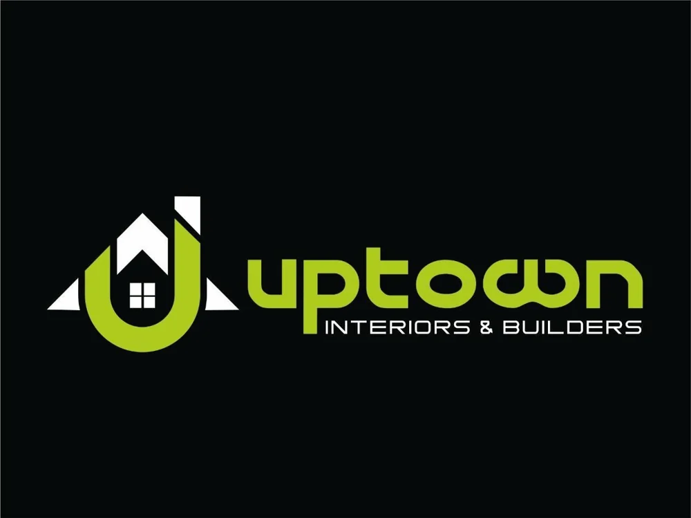 Uptown Interiors and Builders logo in green on black